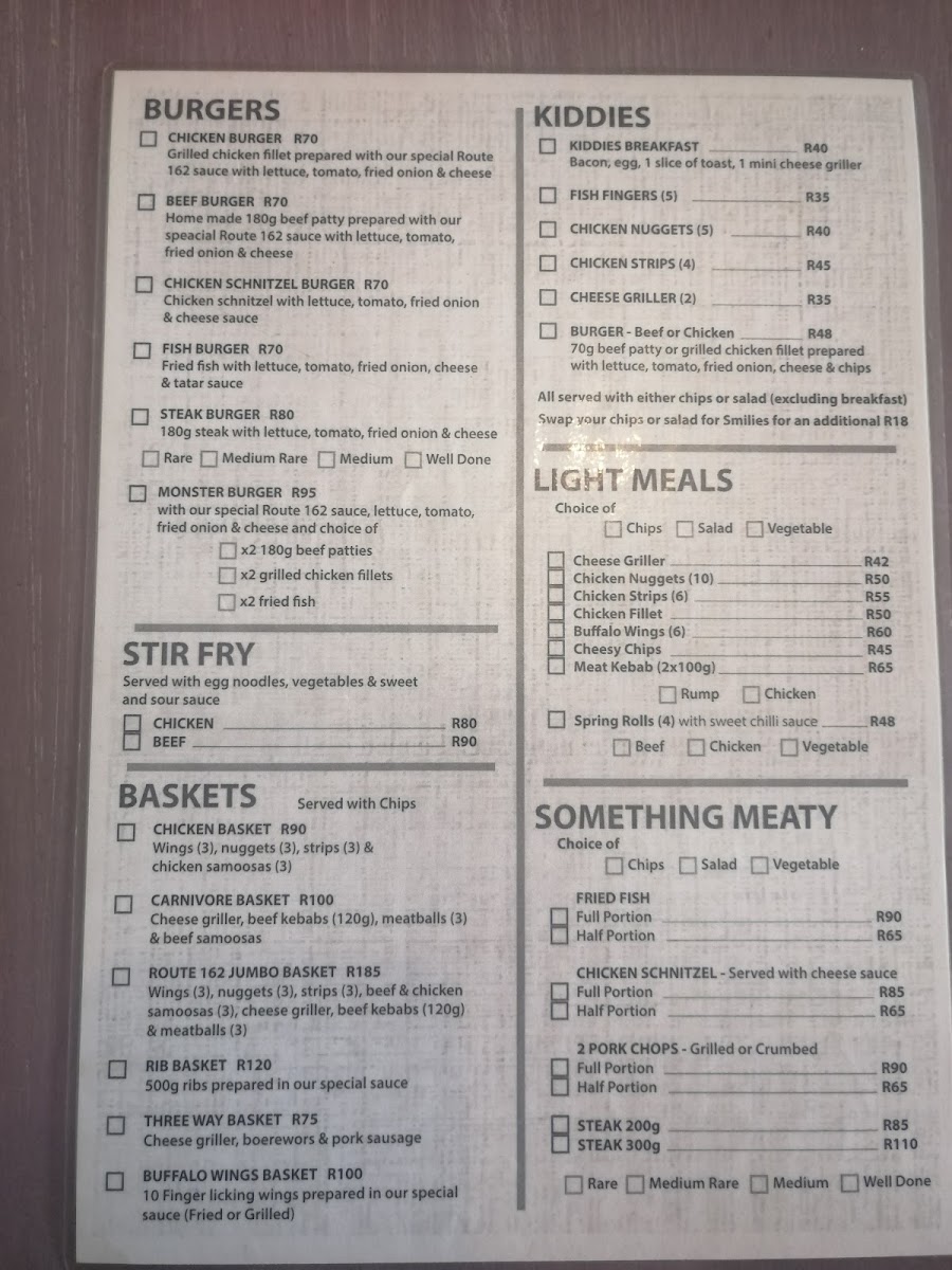 Menu The Venue At Route 162-1